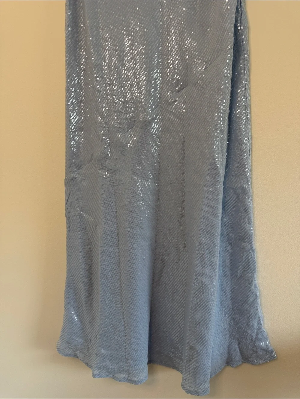 Peppermayo NWT Algorithm Sequin Maxi Skirt Light Blue Low Rise Party Size US 8